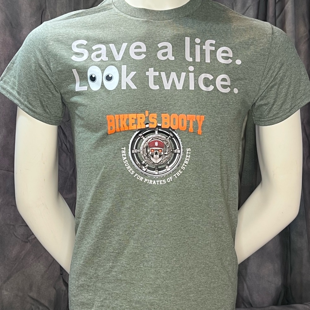 Biker’s Booty Save a Life Look Twice Green Men's T-Shirt
